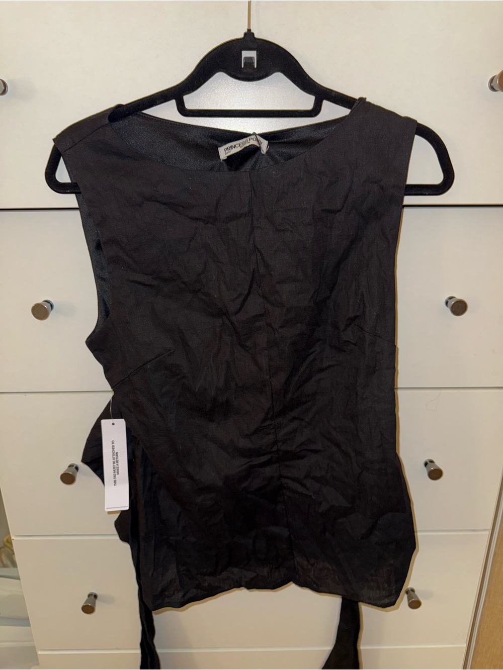Princess Polly Black Sleeveless Tie-Back Tank Top